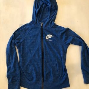 Nike girls blue zip up hoodie size M
